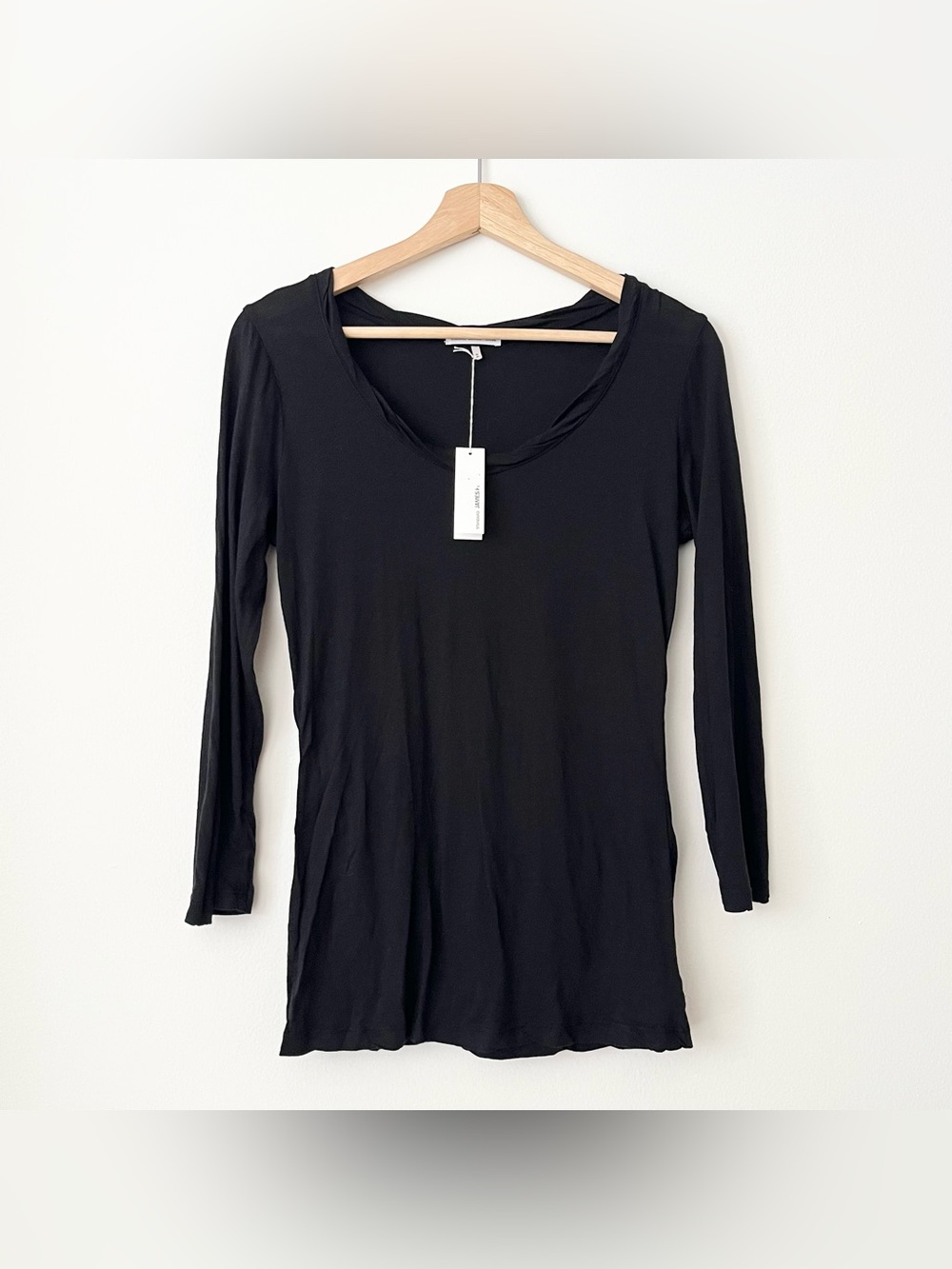 NWT James Perse Women's Long Sleeve T-Shirt Black Size 3 (L) 3/4 Sleeve USA